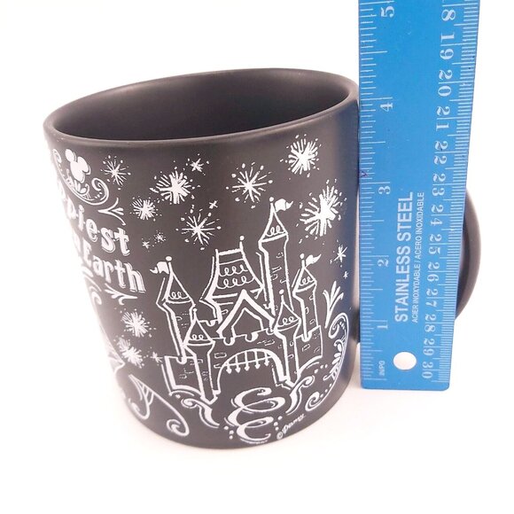 Disney Parks Black Chalkboard Mug Believe in Magic Be Our Guest Never Grow Up - Picture 6 of 9